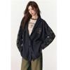 DIMANAF 2025 New Jacket Women Sweaters Plaid Coat Patchwork Cardigan Knitting Pockets Sweater
