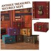 Vintage Wooden Storage Box with Lock, Antique Square Jewelry Chest Multifunctional for Home Decor