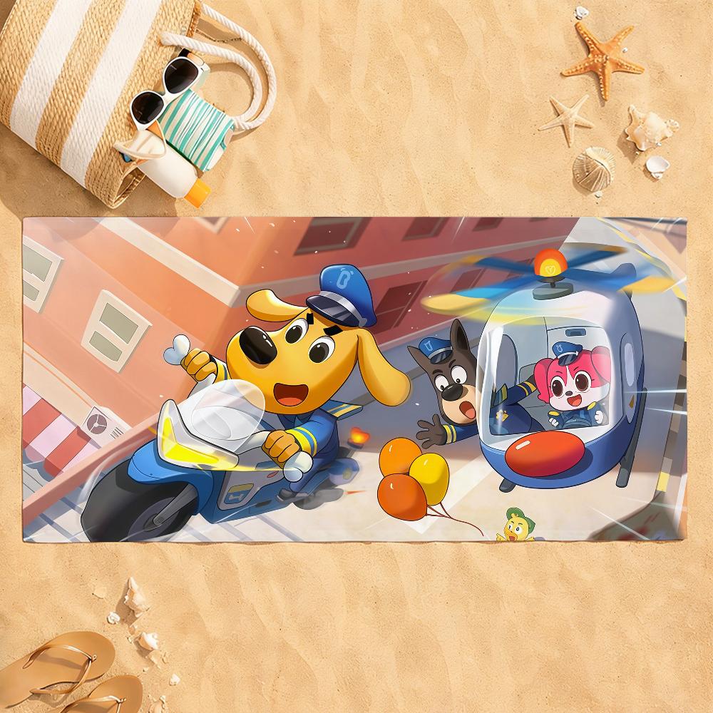 Cartoon S-Safety S-Sheriff L-Labrador Towel Towels For Beaches Yoga Studios Gyms Hot Springs Swimming Pools And Picnics
