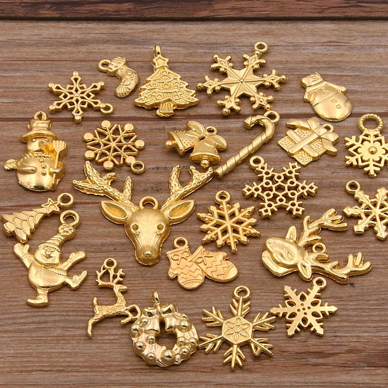 

Случайные 20 шт. 10-40 стильных металлических рождественских подвесок-капель из сплава с маслом, подвеска золотого цвета для самостоятельного изготовления браслета, ожерелья, ювелирных изделий золотой