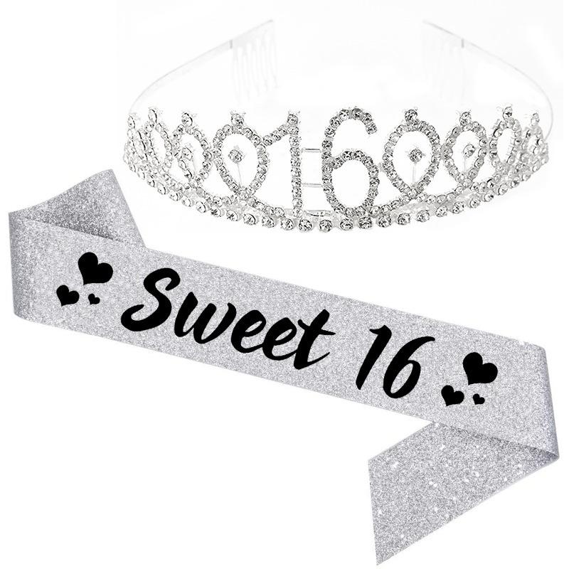Fashion Alloy Digital Crown Headband Rhinestone Birthday Crown Headband Bachelor Party Prom Headdress Hair Accessories