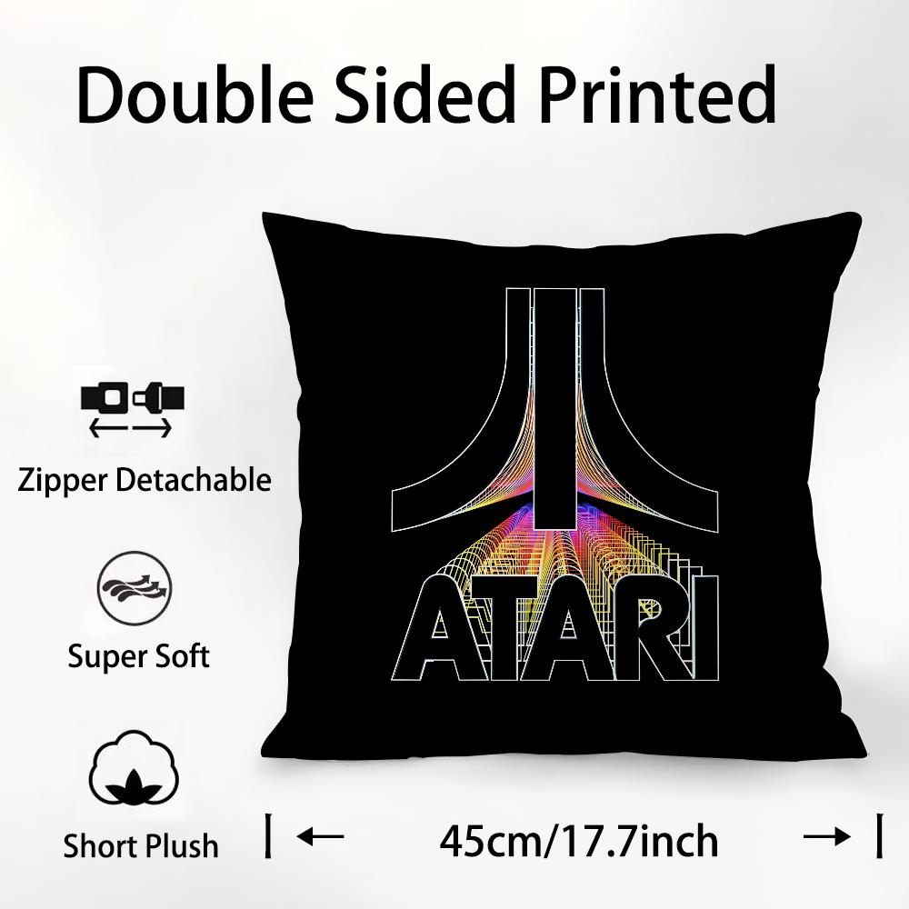 A-AtariS Game Logo Pillow Case Plush Fabric Soft Double Sided Print Sofa Cushion Cover Throw Pillow Covers