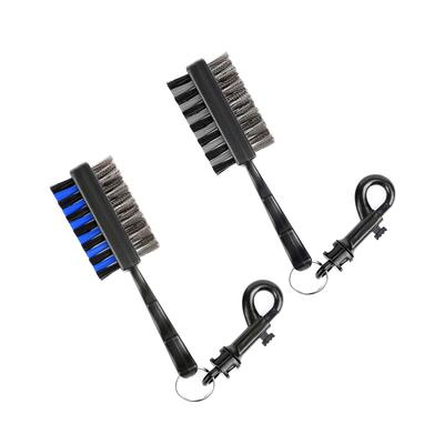 Short Handle Double-Sided Golf Ball & Club Cleaning Brush with Nylon and Steel Bristles