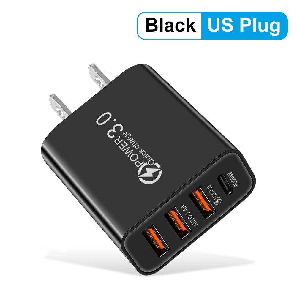 Insgesamt 20W Multi-Port-Wandladegerät USB PD-Adapter für Xiaomi iPhone 13 12 für Samsung Mobiltelefon Stecker Laden