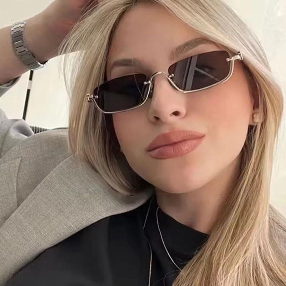 Small Sun Glasses Narrow Shades Eyewear Vintage Square Sunglasses  Unisex