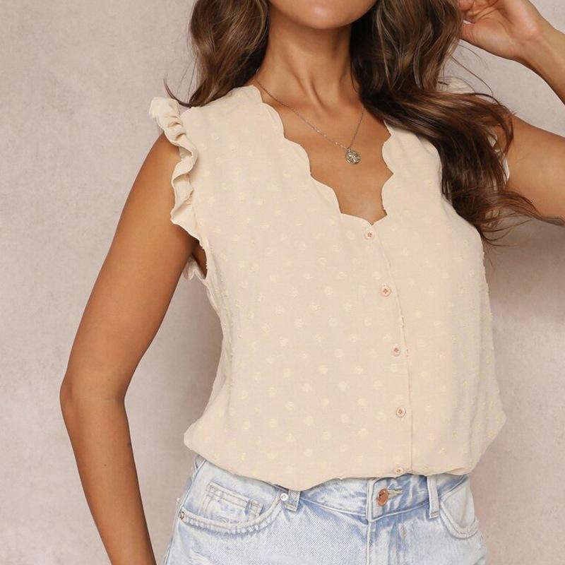 Women Cute Summer Tops Flutter Sleeve Tops for Women s Clothing Trendy 2026 V Neck Women Short Sleeve Button Down Shirts Beige S