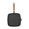 JUSTINLAU Uncoated Cast Iron Striped Steak Skillet Non-Stick Square Frying Pan with Drip Spout for Indoor& Outdoor Grilling Tool