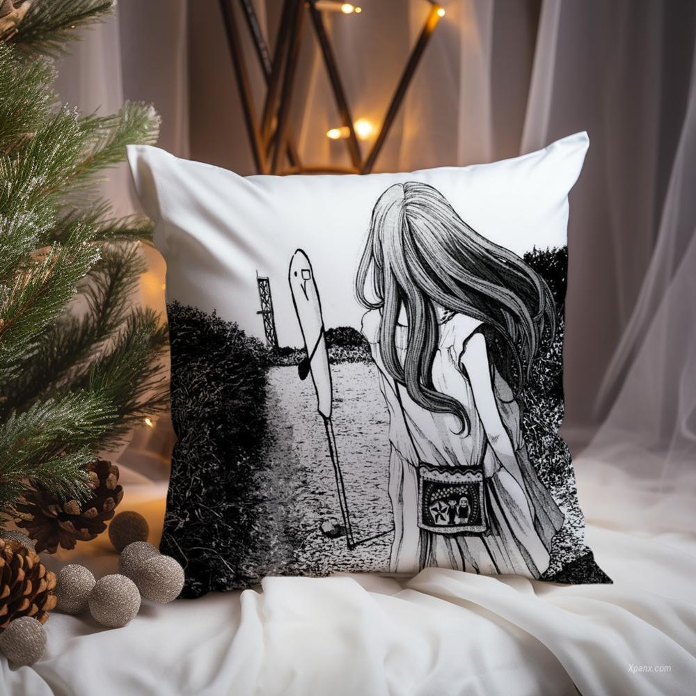 G-Goodnight P-Punpun Cute Cushion Cover Premium Comfort Reversible Pillow Cove -Two In One Design for Any Room & Car Interior