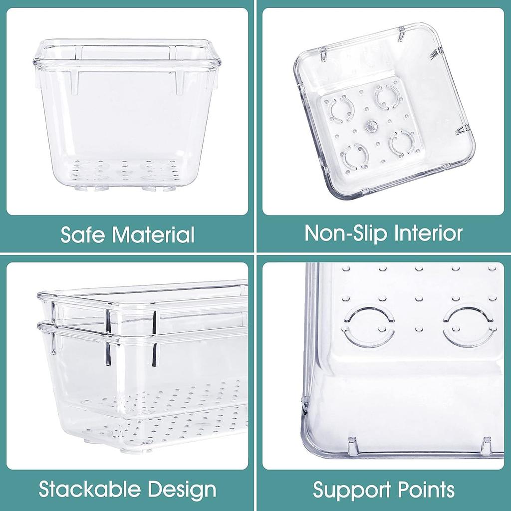 25 PCS Clear Plastic Drawer Organizer Set, 4 Sizes Desk Drawer Divider Organizers and Storage Bins for Makeup, Jewelry, Gadgets for Kitchen, Bedroom