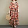 DIMANAF New 2026 Summer Beach Women Plus Size Lady Long Dress Loose Oversize Maxi Fashion Floral Print Cotton