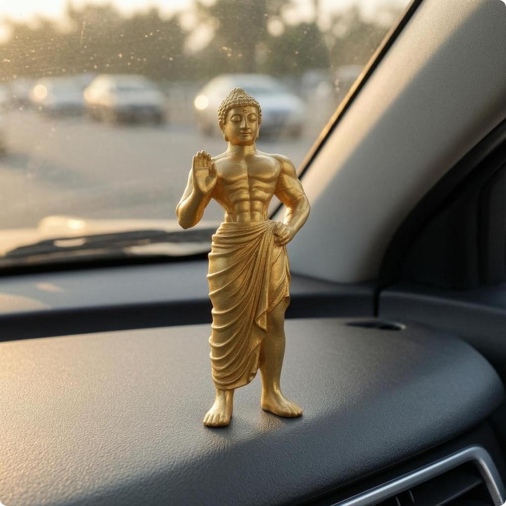 Buddha Statue Muscular Decorative Figurine Blessing Pose Standing for Vehicle Display