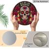 2D Flat, 1pc Dia De Los Themed Round Metal Hanging Sign, Traditional Mexican Folk Art Blooming Rose Candle Decor Plaque, Easy Hang Indoor Outdoor
