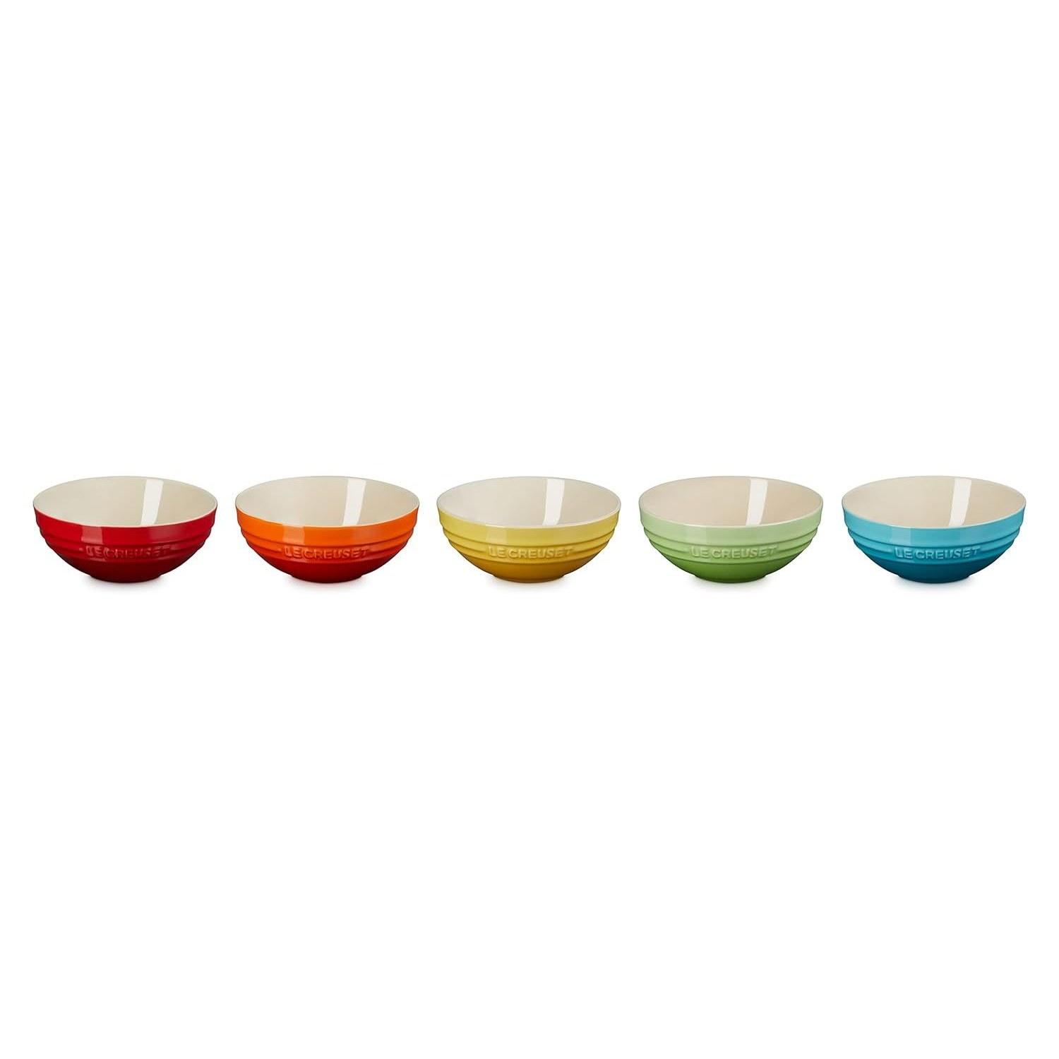 Le Creuset Multi Bowl 15cm Rainbow Heat Resistant Cold Microwave Oven Dishwasher Safe Set 5 Dishes