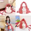 Adorable Plush Rabbit Design Korean Style Shoulder Bag For Kids With Stylish Checkered Pattern