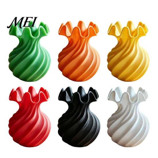 3D Printed Plant Holder Spiral Wave Vase, Minimalist Flower Holder, Decorative Vase for Fresh Style Pot or Dried Flowers, Artistic Desktop Ornament