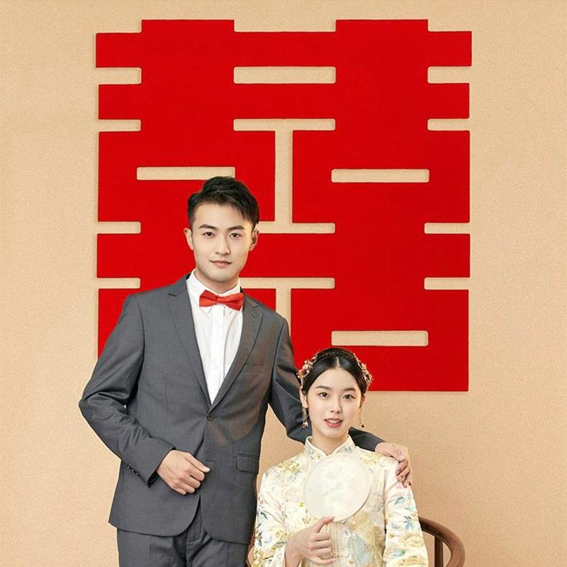 Chinesische Hochzeitsdekoration Zubehör 3D Statisch Doppel Glück Aufkleber Wanddeko Traditionelle Chinesische Hochzeit Hintergrund Ornament