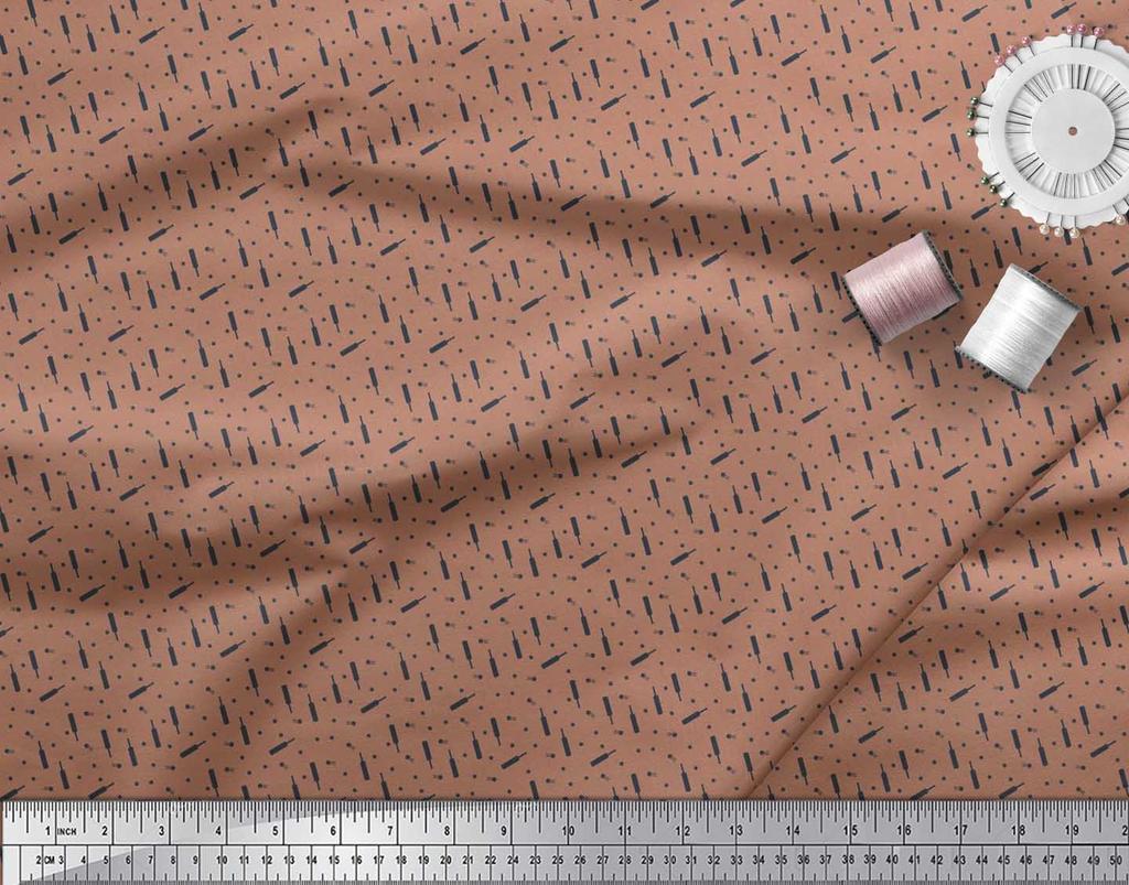 Soimoi Japan Crepe Satin Fabric Cricket Bat & Ball Shirting Print Sewing Fabric metre 42 Inch