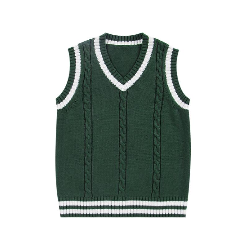 Women's College Style Knitted Vest: 2024 Spring/Autumn Wool Sleeveless Sweater Layering Top