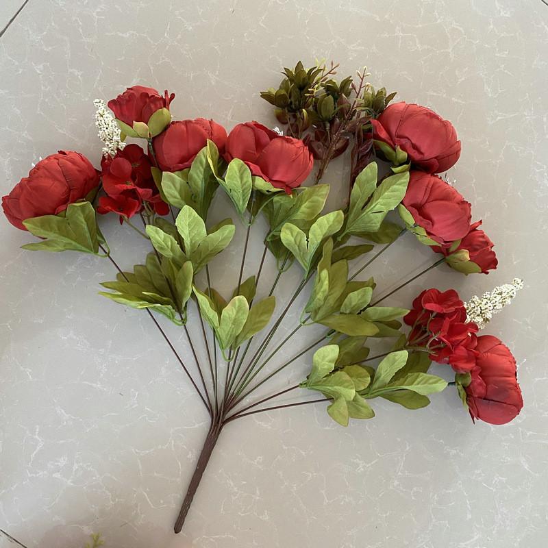 Mimaya 13head Peony Faux Flower Bouquet Wedding Decor For Home And Photography