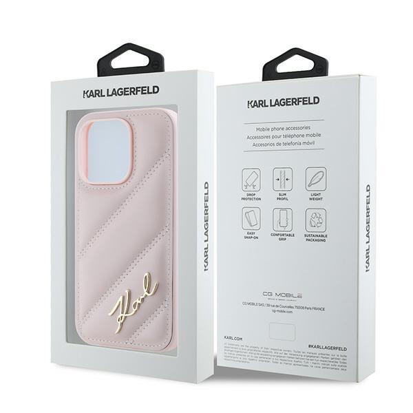 Etui do iPhone 14 Pro Karl Lagerfeld Diagonal Quilted Różowe