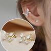 Floral Rhinestone Metal Earcuff for Women - Adjustable Clip-On, No Piercing Required