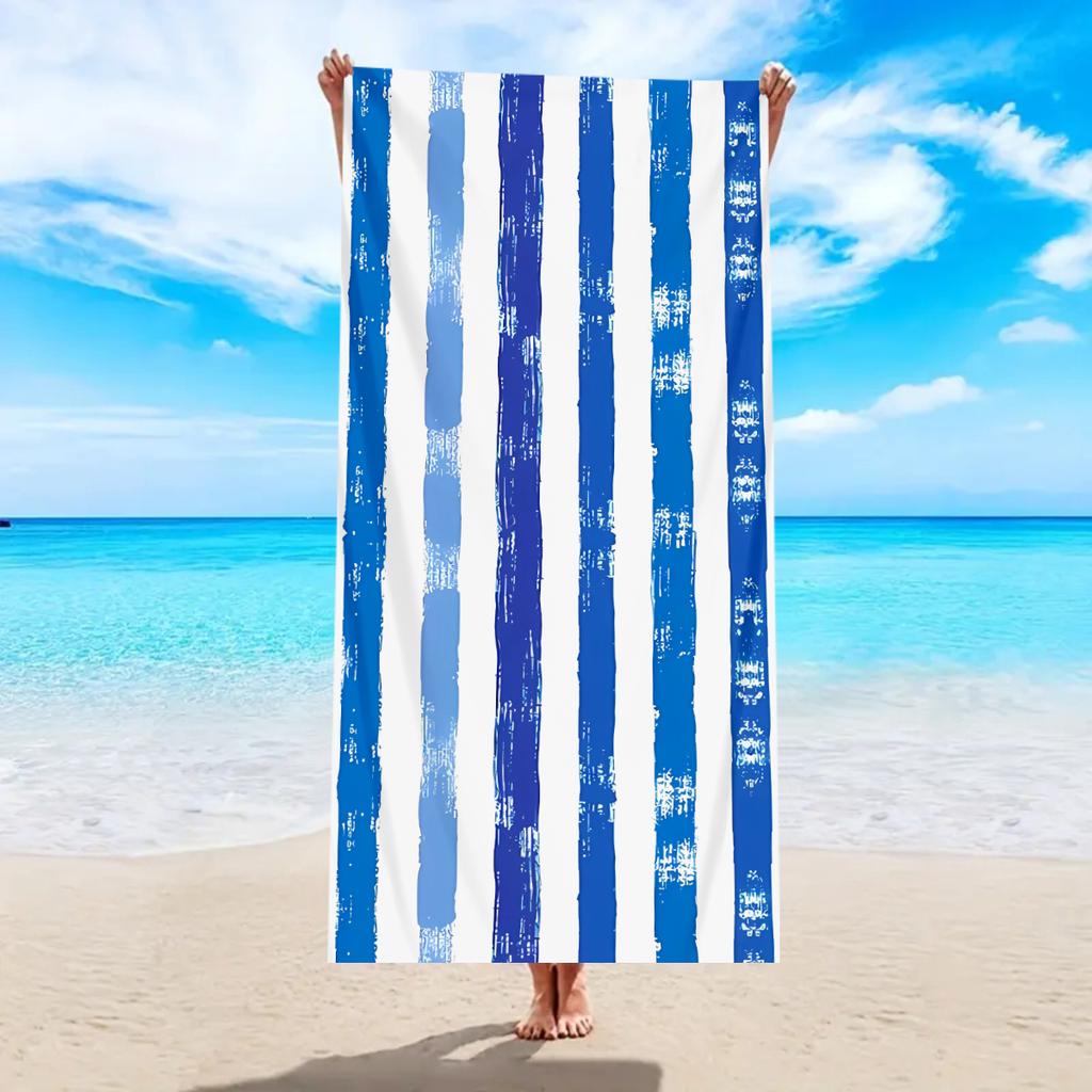 1pc Simple striped beach towel, quick drying absorbent swimming towel, multi-functional beach towel for beach swimming yoga