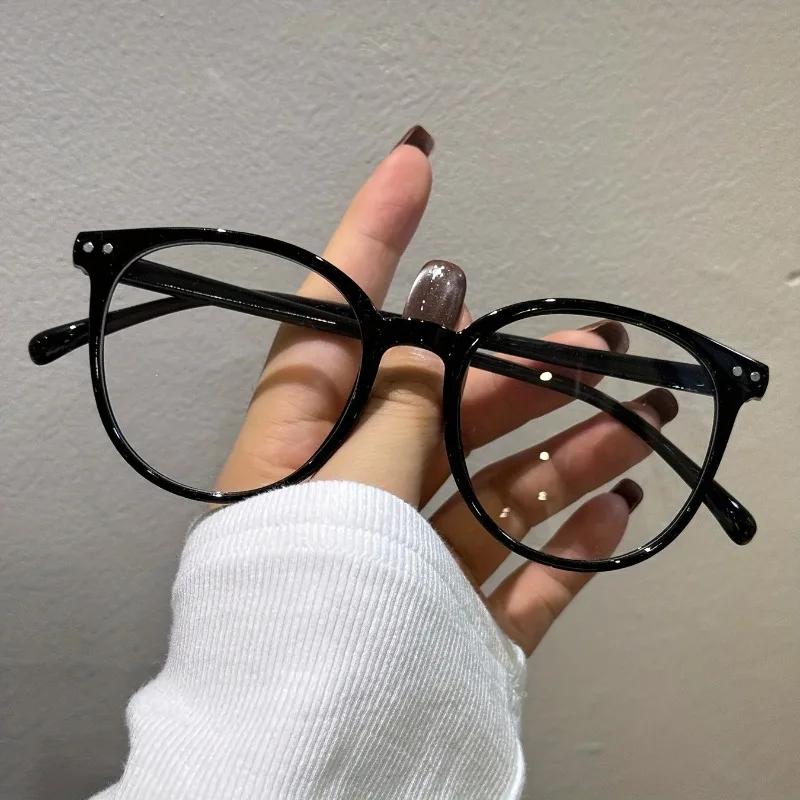 

1Pc/3Pcs Simple and Stylish Round Frame Glasses Set with Rivet Design, Suitable for Daily Wear, Natural Look, Versatile Style