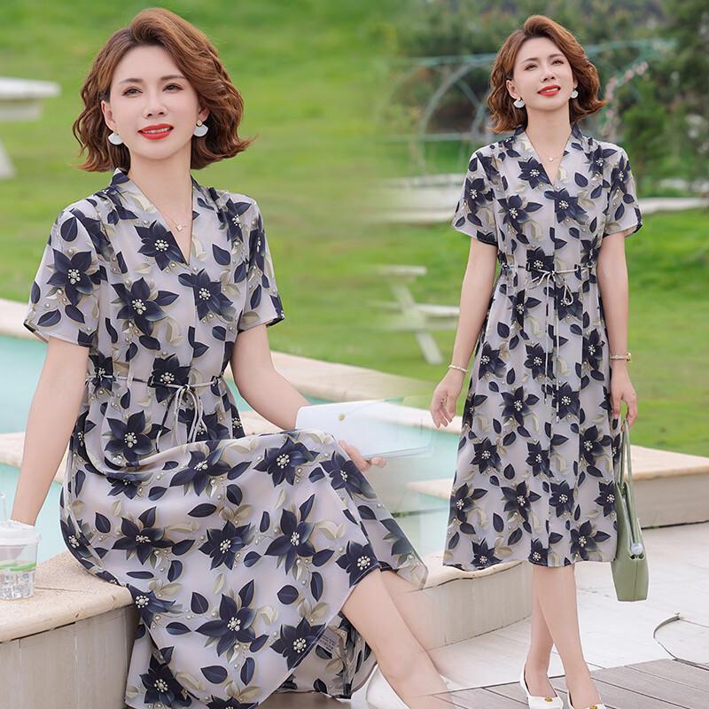 Yalu Women s Floral V-Neck Short Sleeve Dress 3XL