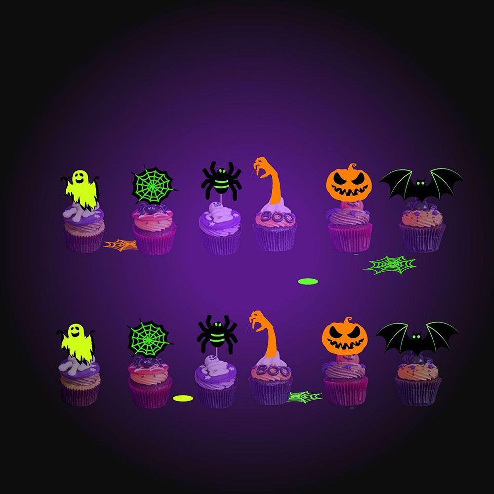 Spider Ghost Pumpkin Cake Insertion Card Paper Cake Flags Halloween Fluorescent Flag  Bar