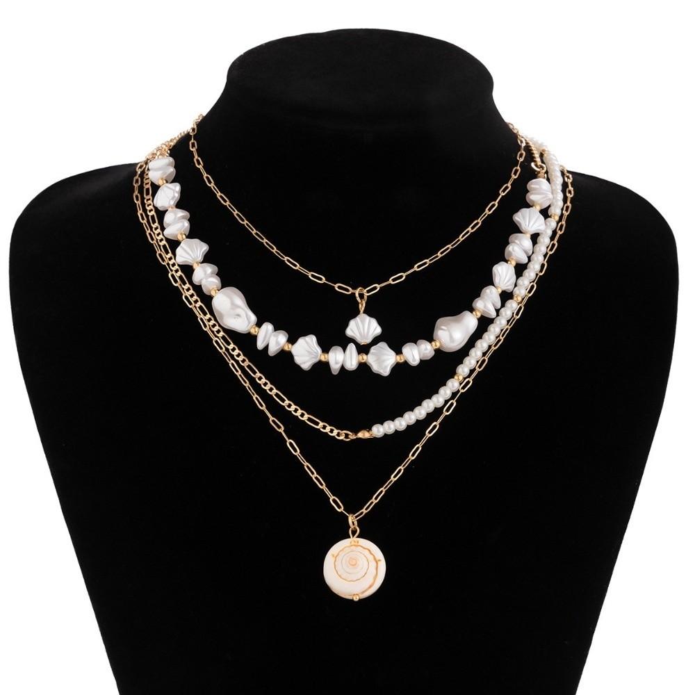 3Pcs/Set Multilayer Shell Pendant Necklaces Bohemian Seashell Choker Beaded Starfish Choker  Women