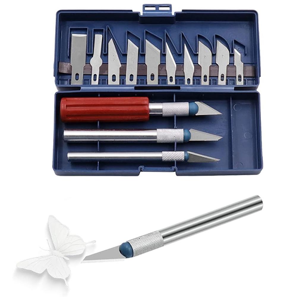 13pc Precision Knife Set Kit Exacto Knives Blades Craft Razor Sculpting Art Tool Alloy Sharp Blade Mud Sculpture Paper Carving