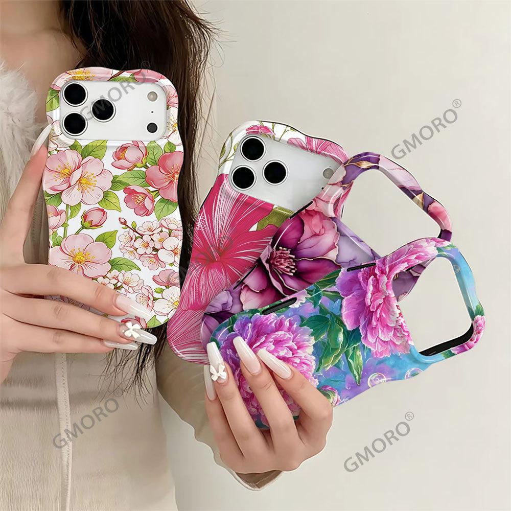 American Retro Spice Girl Wind Colored Flower iPhone11 Double-layer Wavy Film Mobile Phone Case Apple 11pm Anti-drop