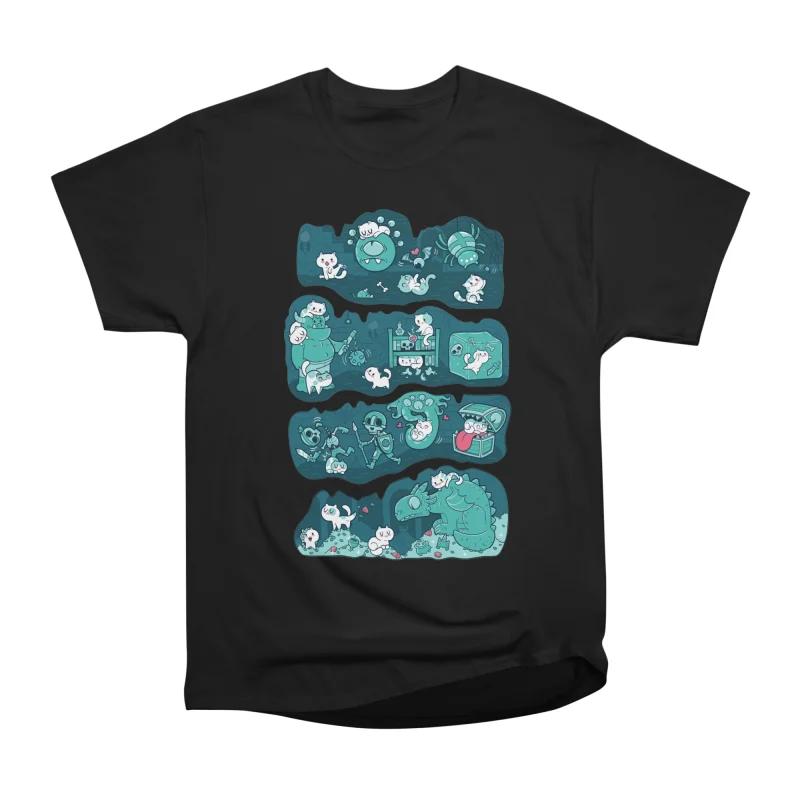 

Men Casual Shirts Short Sleeves DUNGEONS KITTENS Black Tees Oversized T-shirts S чёрный