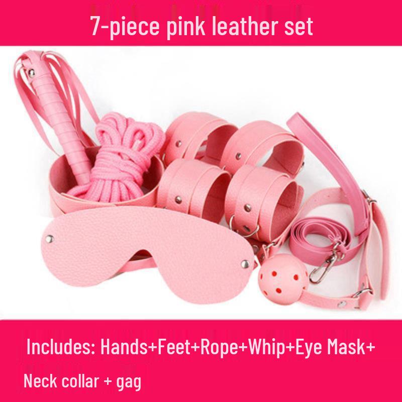 Flirty Bondage Set: Leather Handcuffs, Whip, Collar & Nipple Clamps