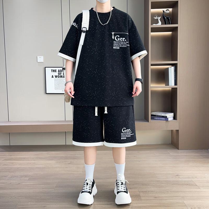 PLAYBOY Men s Short Sleeve T-shirt Shorts Casual Set 2XL чёрный