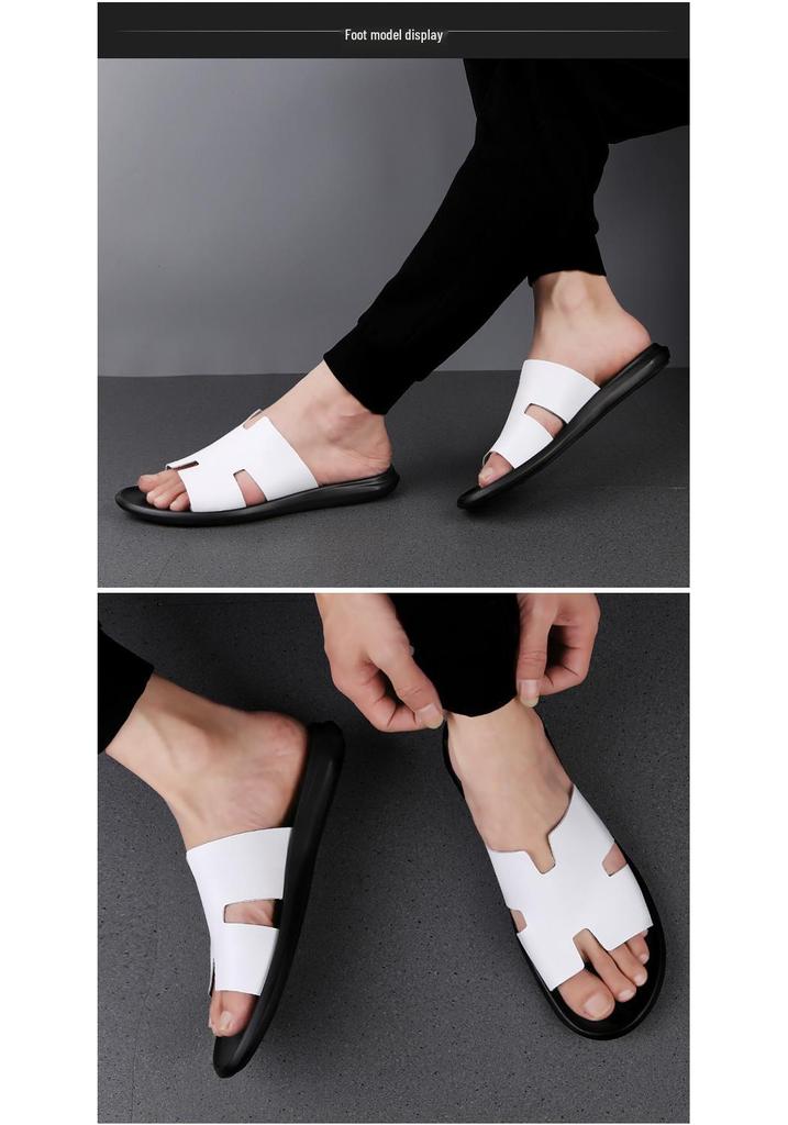 2024 Herren Open-Toe Slip-On Rindsleder Sandalen - Große Größe Strandhausschuhe