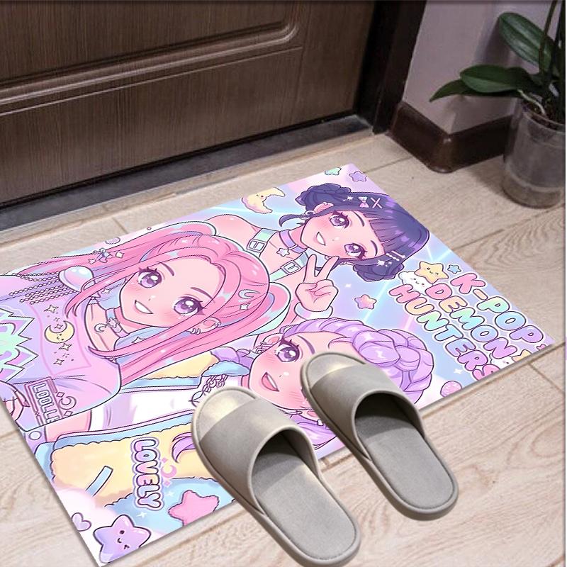 KPop Dämonenjäger Muster Teppich, Innen-/Außenmatte, für Picknick, Spielzimmer, Schlafzimmer, Büro, Wohnzimmer, Heimdeko Teppich, Geburtstagsgeschenk