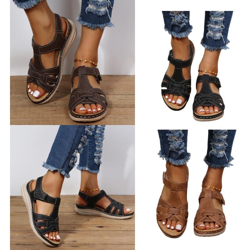 Grenzüberschreitende Mode im römischen Stil Vintage Damen-Sandalen mit weicher Sohle und bequemem Keilabsatz