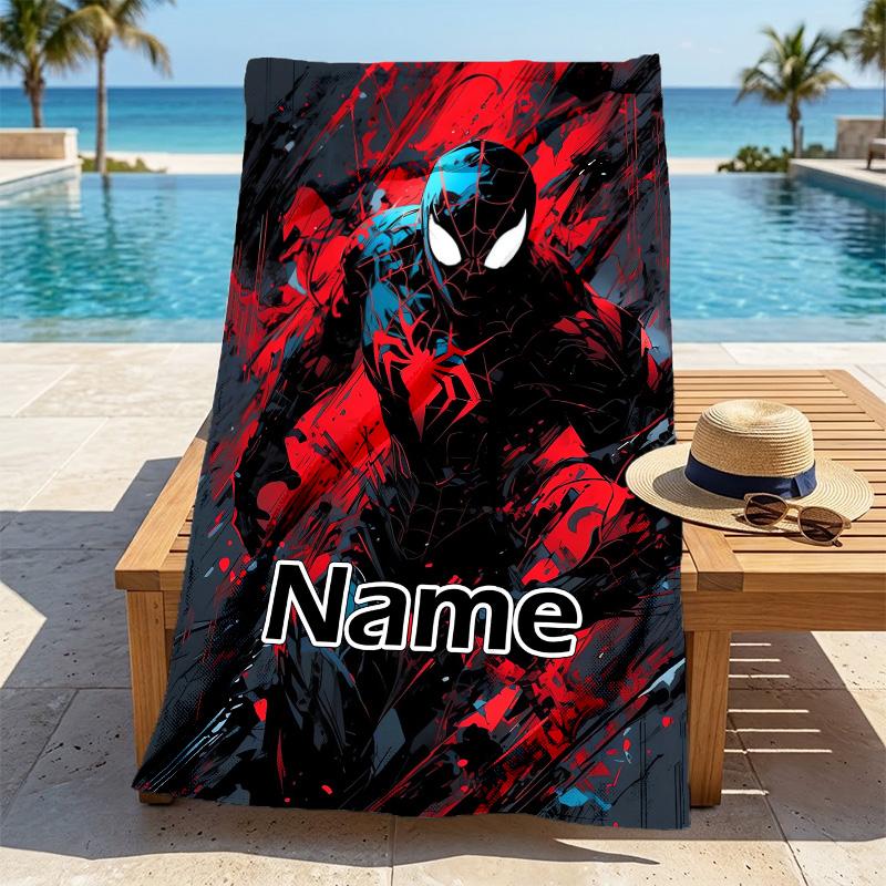Custom Name S-Spide M-Man Flight Stylish Digital Printing Beach Towel Quick‑Drying Absorbent Blanket for Beach Pool Gym Travel