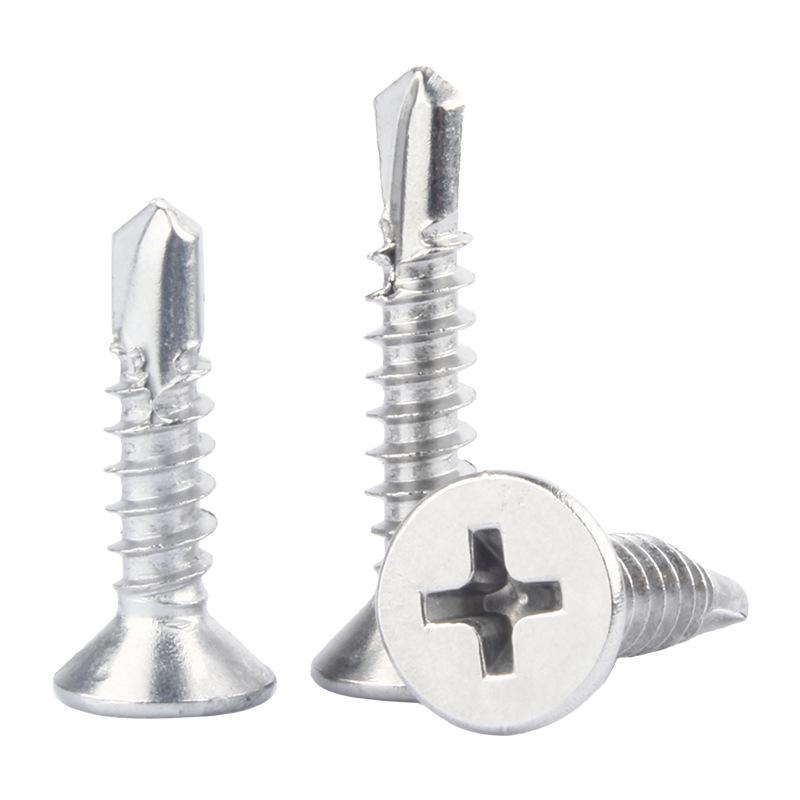 410 Stainless Steel Cross Countersunk Head Self-Tapping Screws, M2.9-M4.2, Flat Head, Self-Drilling, Swallowtail.