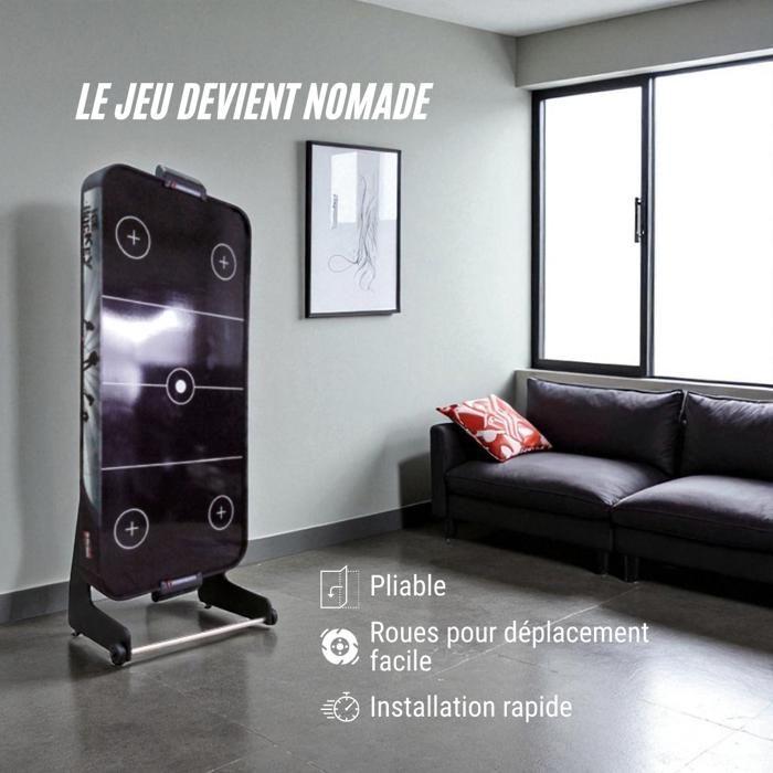 DEVESSPORT Airhockey Black City Sammenleggbart med Hjul. Spillebord for barn og voksne, luftmotor, stabilt