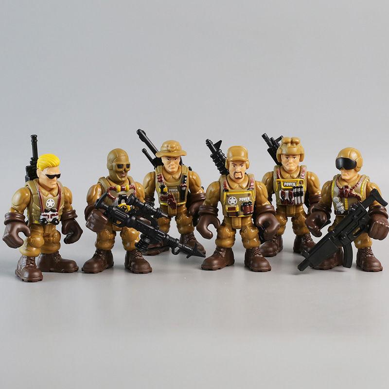 6Pcs/Set Q Version Warrior Elite Force Military Action Figure Toys 8cm Terrorist SWAT Team Soldiers for Children Playing Gift