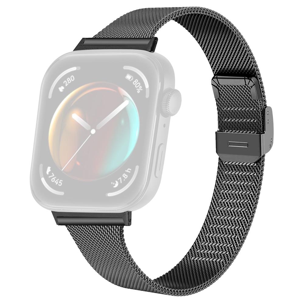 

Для Huawei Watch Fit 3 ремешок миланского плетения из нержавеющей стали 316L, дышащий сетчатый ремешок для часов Black