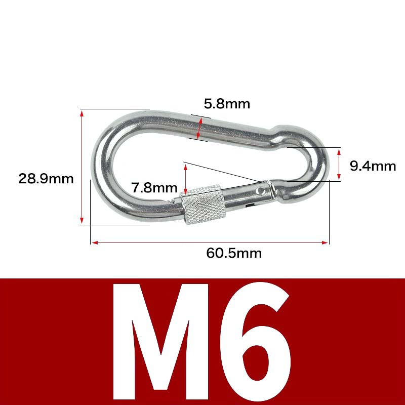 1-2pcs 304 Stainless Steel Spring Snap Multifunctional Carabiner Quick Link Lock Hook With Screw Nut M4 M5 M6 M7 M8 M9 M10
