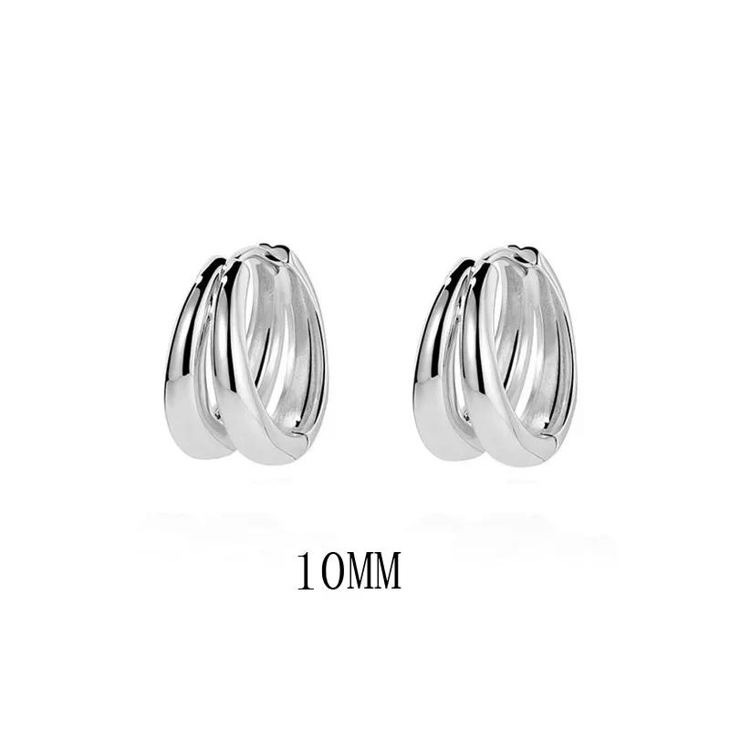 925 Silver Double Hoop Earrings for Women Minimalist Geometric Jewelry Fine Accessories