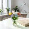 6/7Pcs Mini Lifelike Glass Flowers Simulation Flowers Handcrafted Floral Sculpture Floral Bouquet With Vase Home Decoration Gift