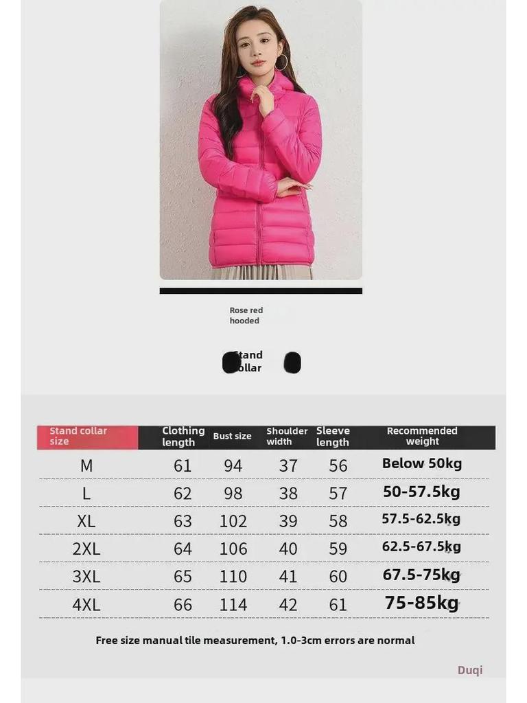 Dámský vypasovaný krátký bavlněný kabát z lehkého prachového peří - Zimní korejský styl, K dispozici velká velikost