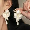 French Floral Pearl Tassel Earrings: Vacation Style, Sweet Temperament, High-End Luxury Jewelry for Women