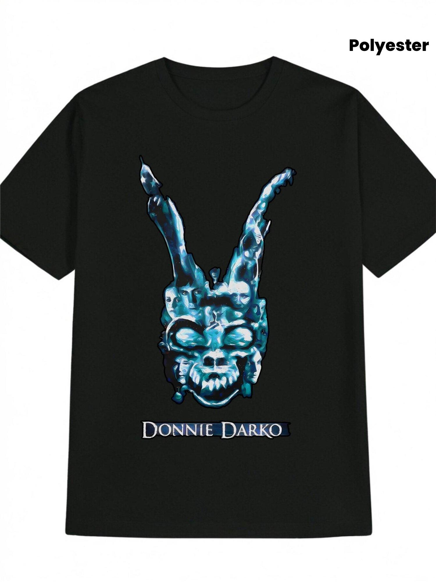 Black Graphic T-shirt - Donnie Darko Inspired Rabbit Skull Print XXL