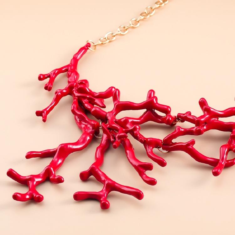 Bohemian Style Red Coral Necklace Female Temperament Niche Collarbone Chain